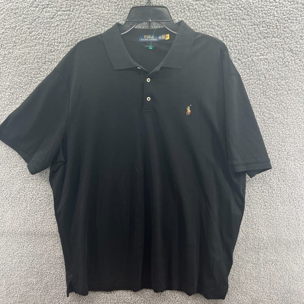 Polo Ralph Lauren Classic Fit Polo Black 100% Cotton -Soft - Men's 2XL XXL